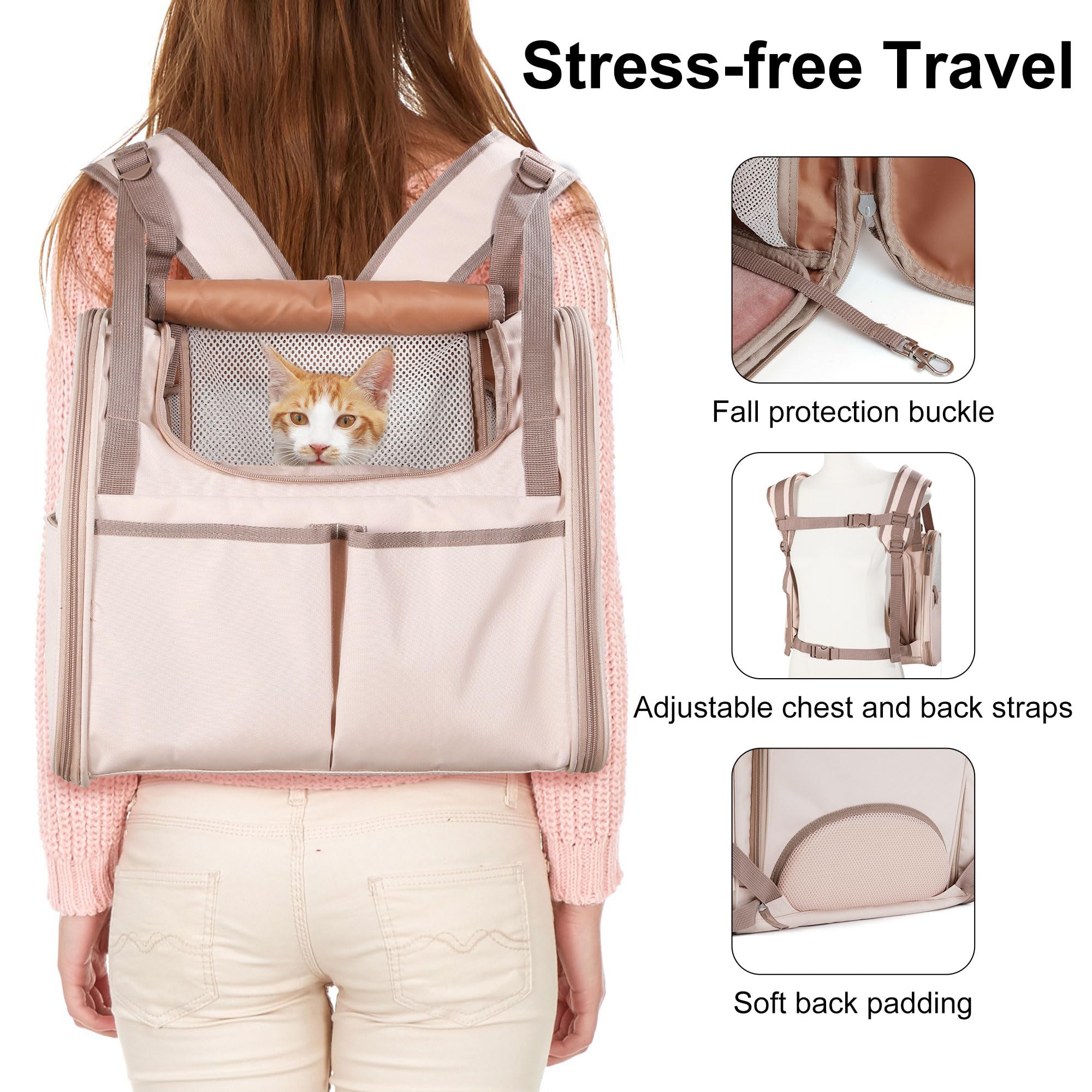 FUKUMARU Expandable Pet Backpack - Pink