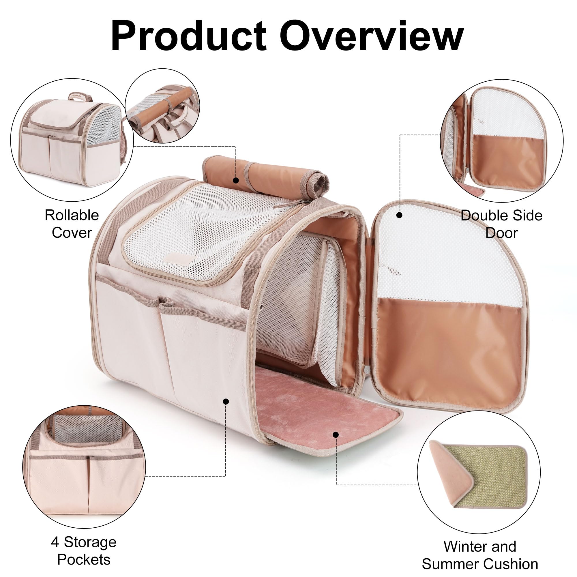 FUKUMARU Expandable Pet Backpack - Pink