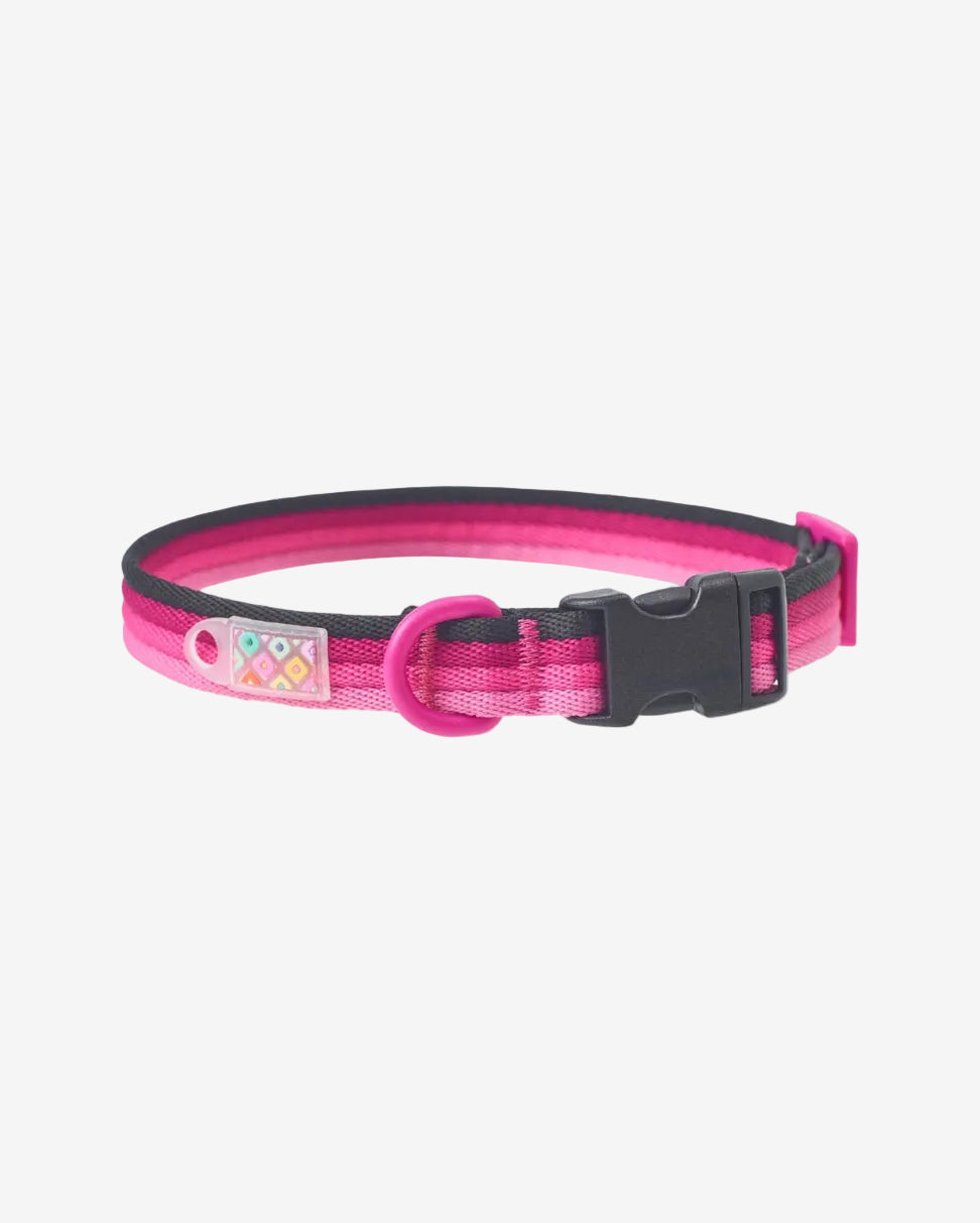 Marshmallow Dog Collar in pink and black – trendy colourblock adjustable dog collar by MAYA