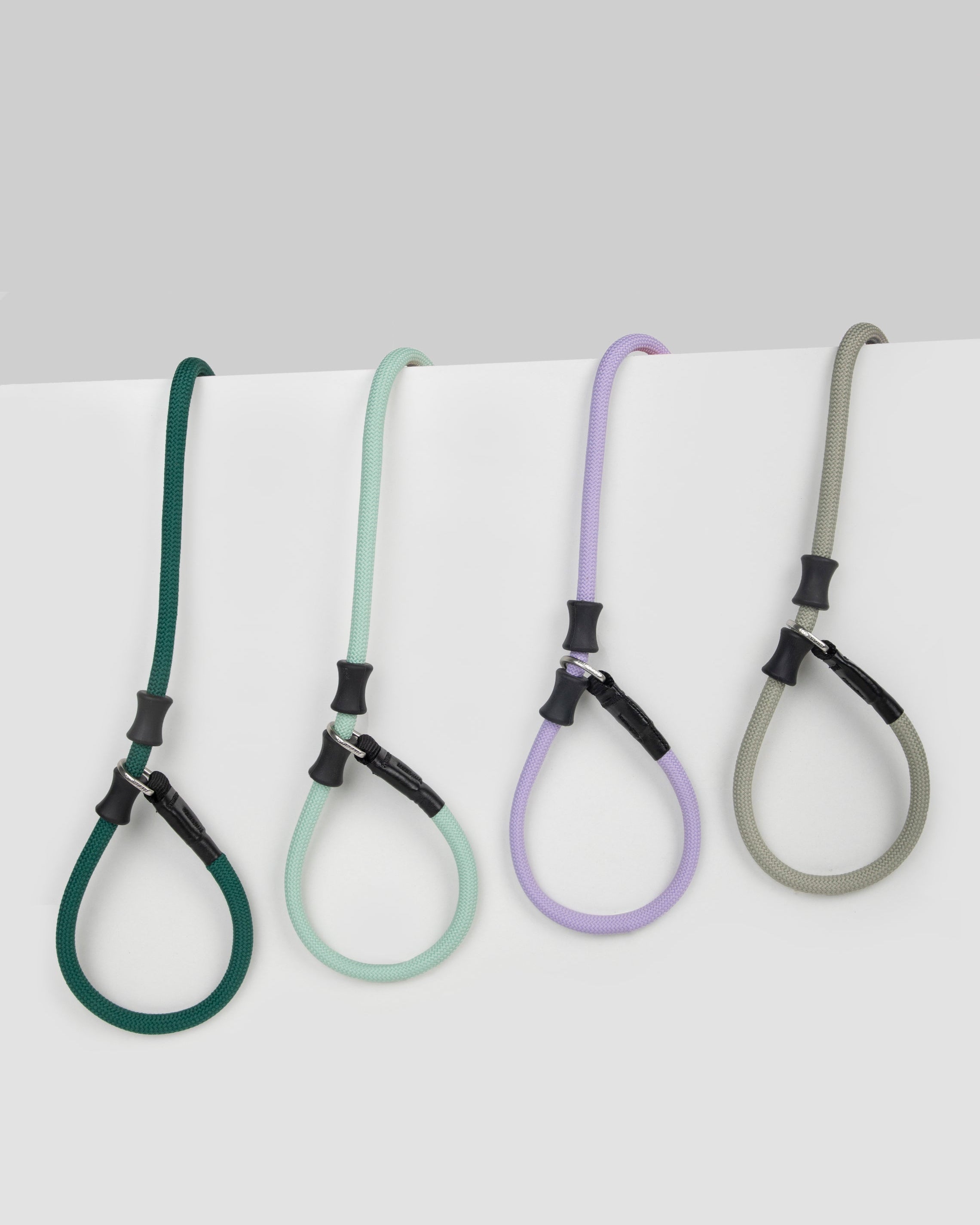 Leather Handle Training Dog Leash - Seagull Grey