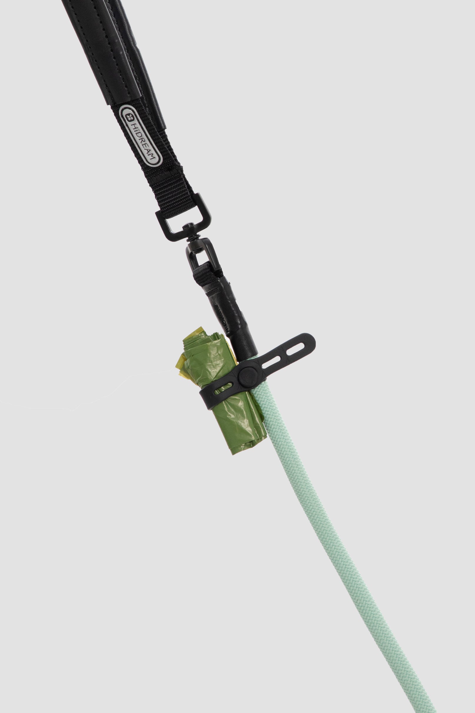 Leather Handle Training Dog Leash - Seagull Grey