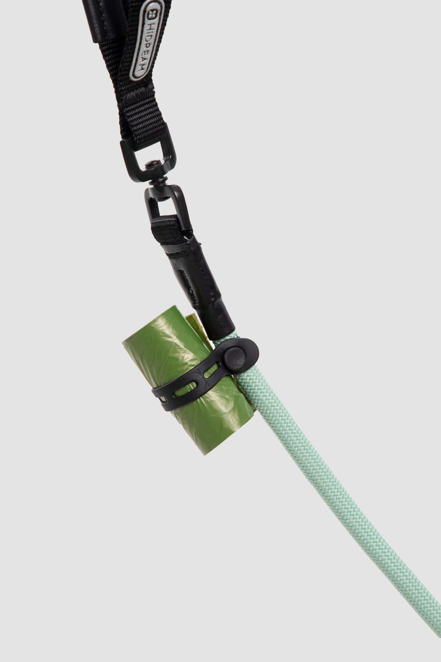 Leather Handle Training Dog Leash - Seagull Grey