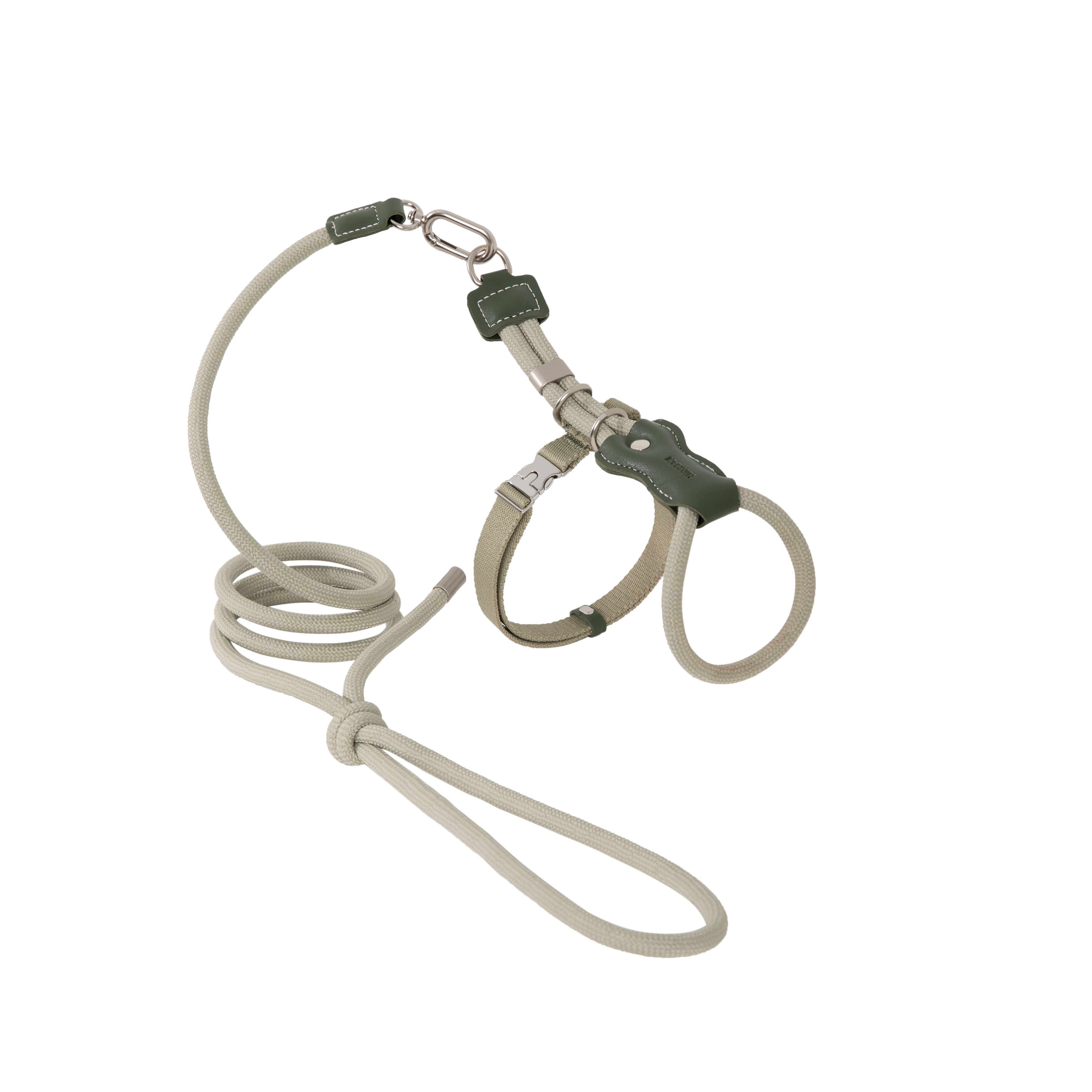 Leather Round Rope Cat Harness Set