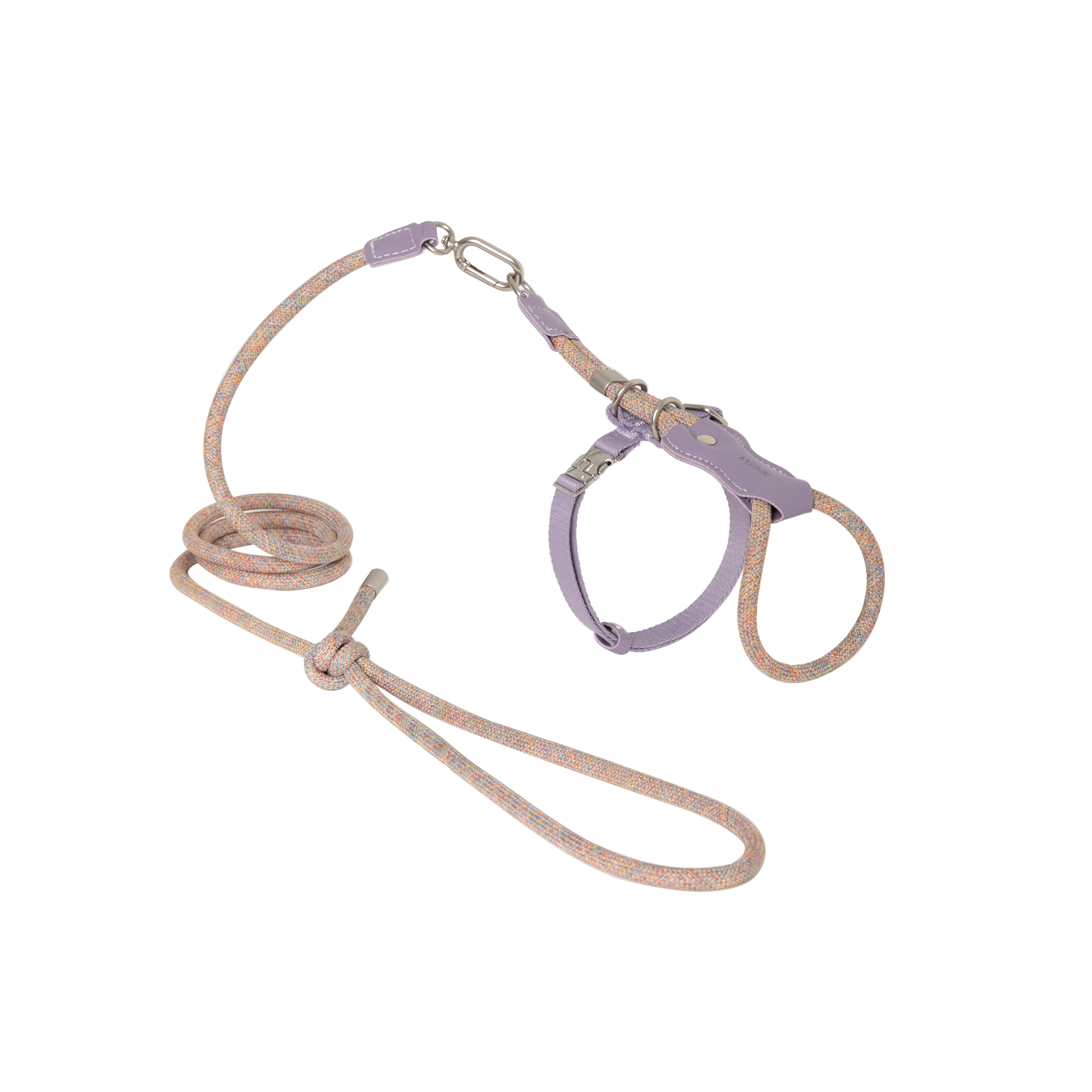 Leather Round Rope Cat Harness Set