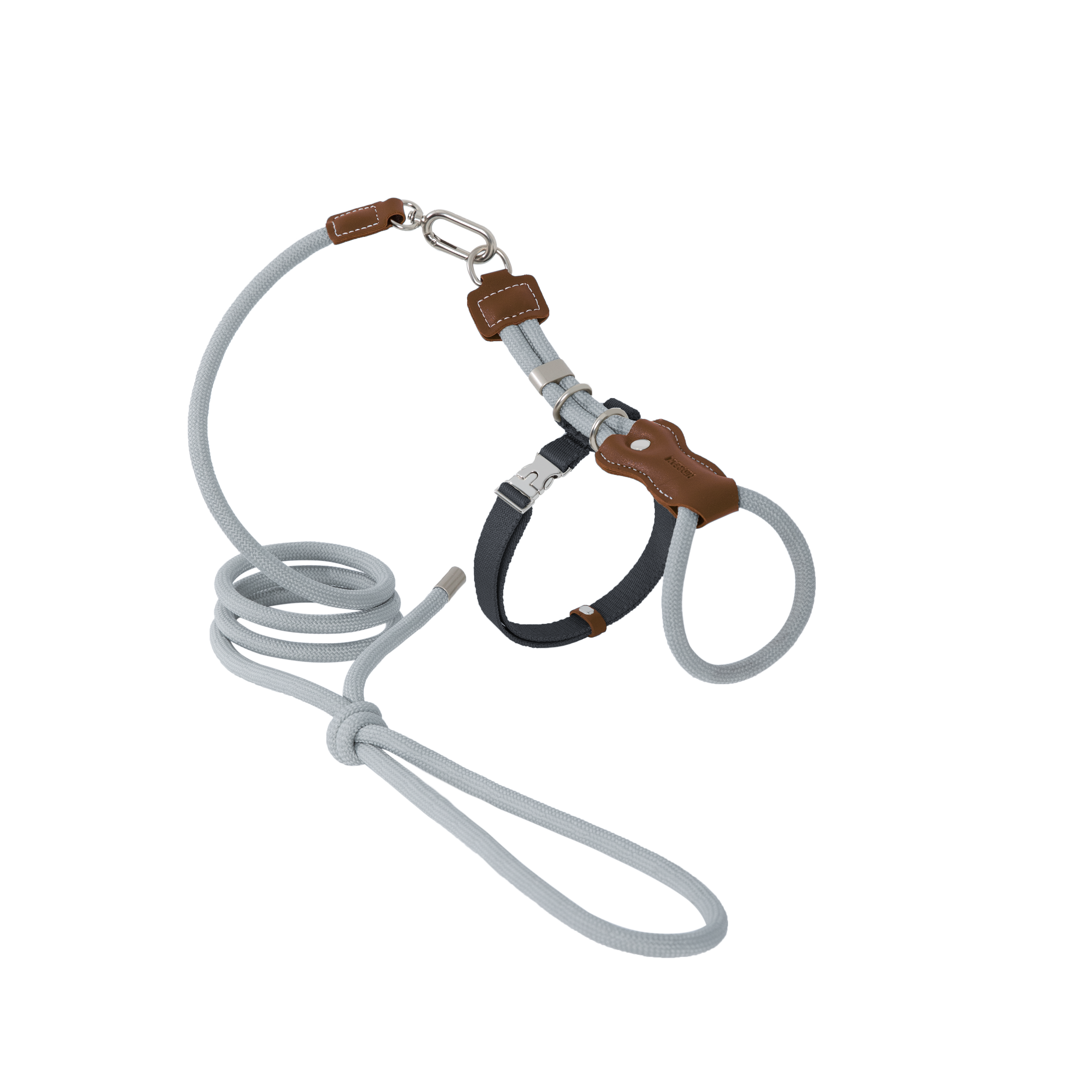 Leather Round Rope Cat Harness Set