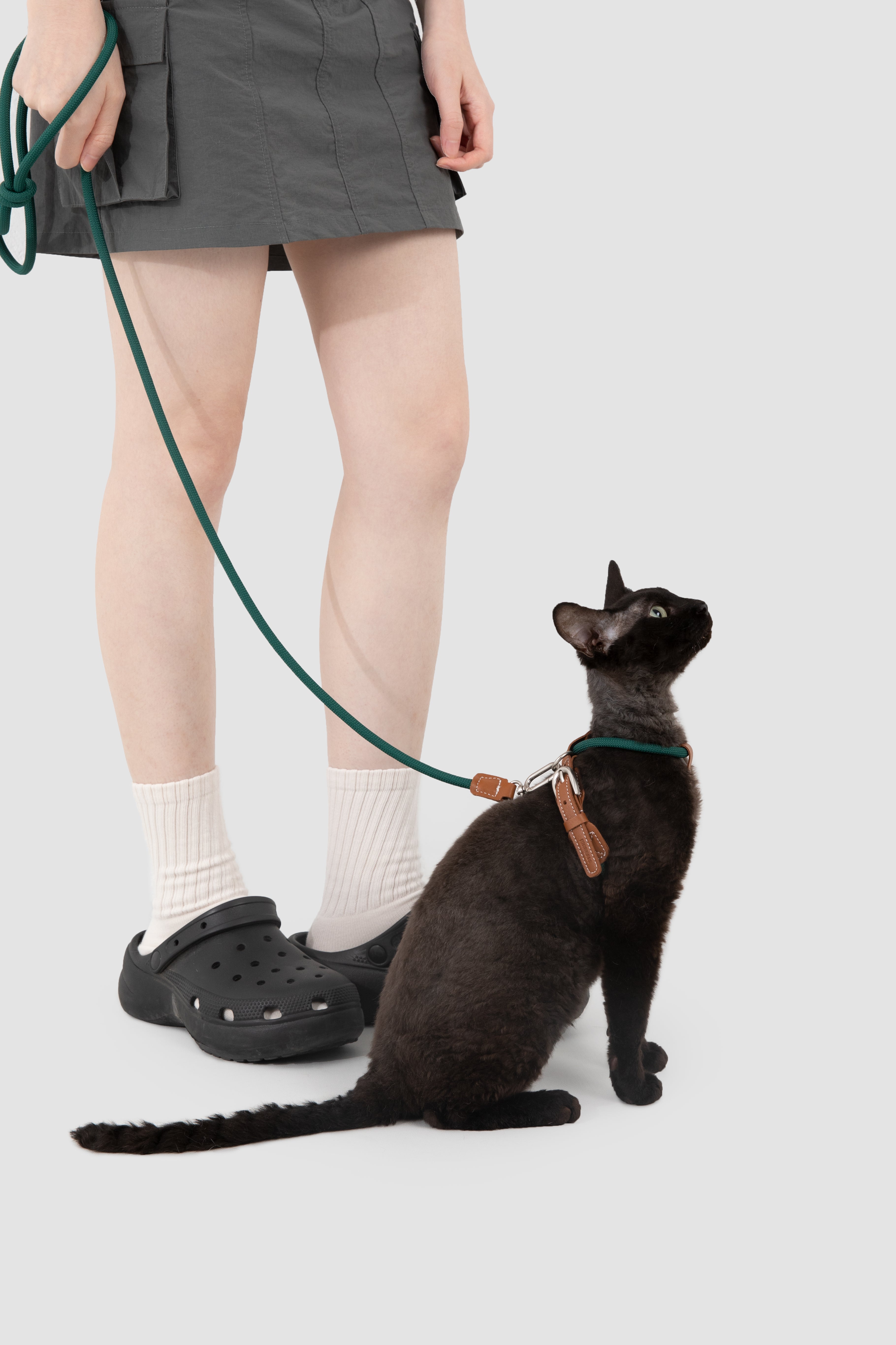 Freedom Leather Rope Cat Harness and Leash Set - Oat Milk