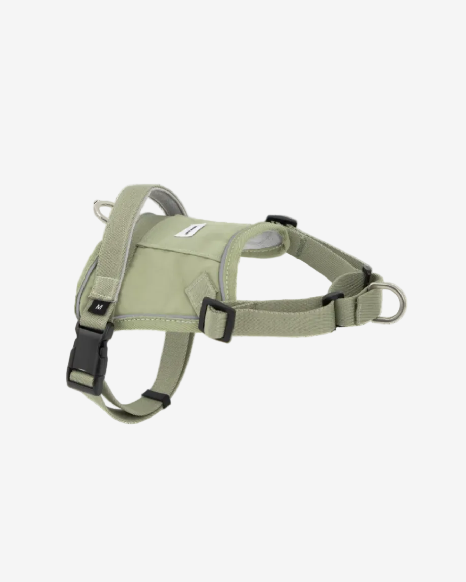 Vest-style anti-pull quick-fit dog harness in green, with adjustable straps and front D-ring.