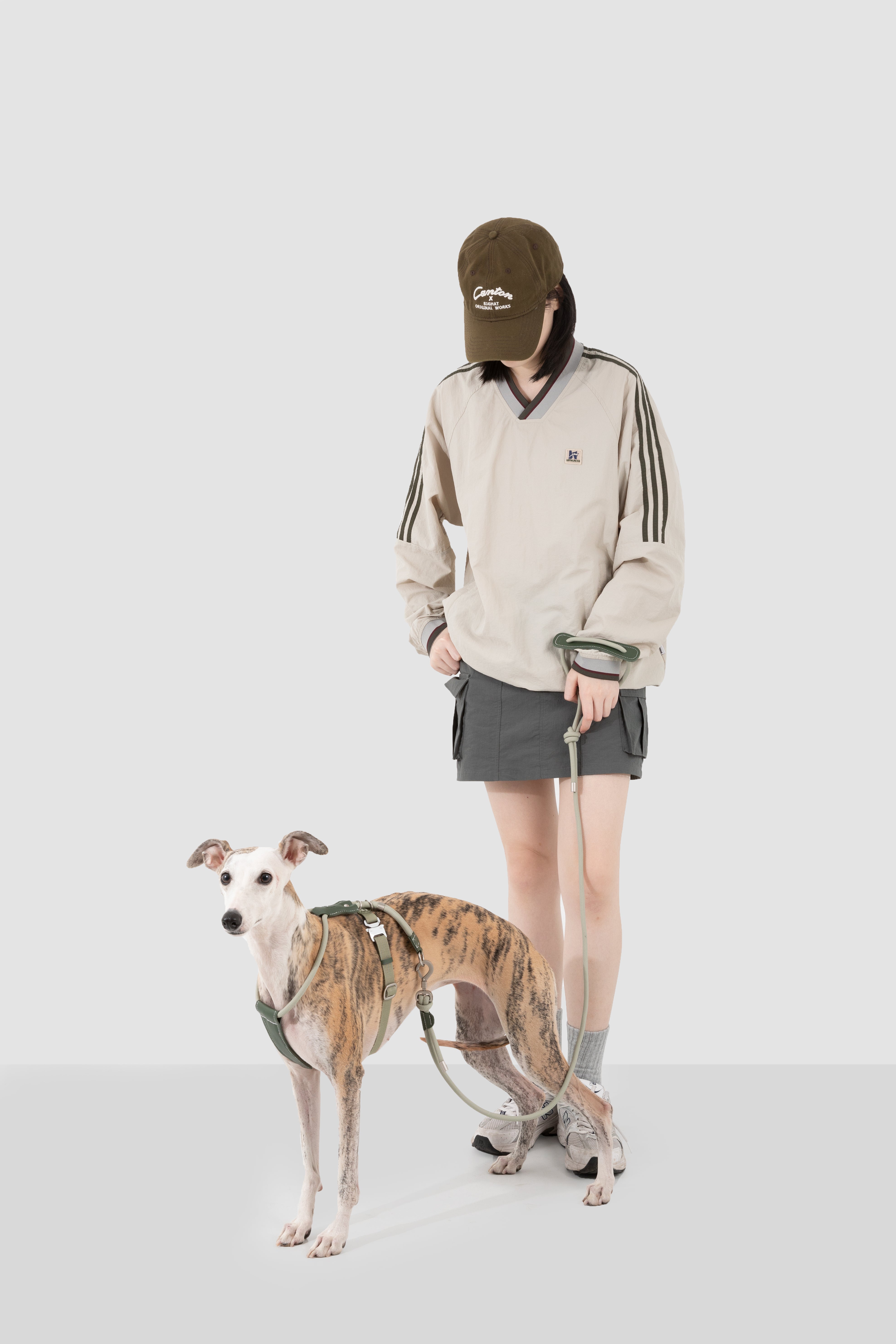 Leather Round Rope Dog Harness - Olive Green