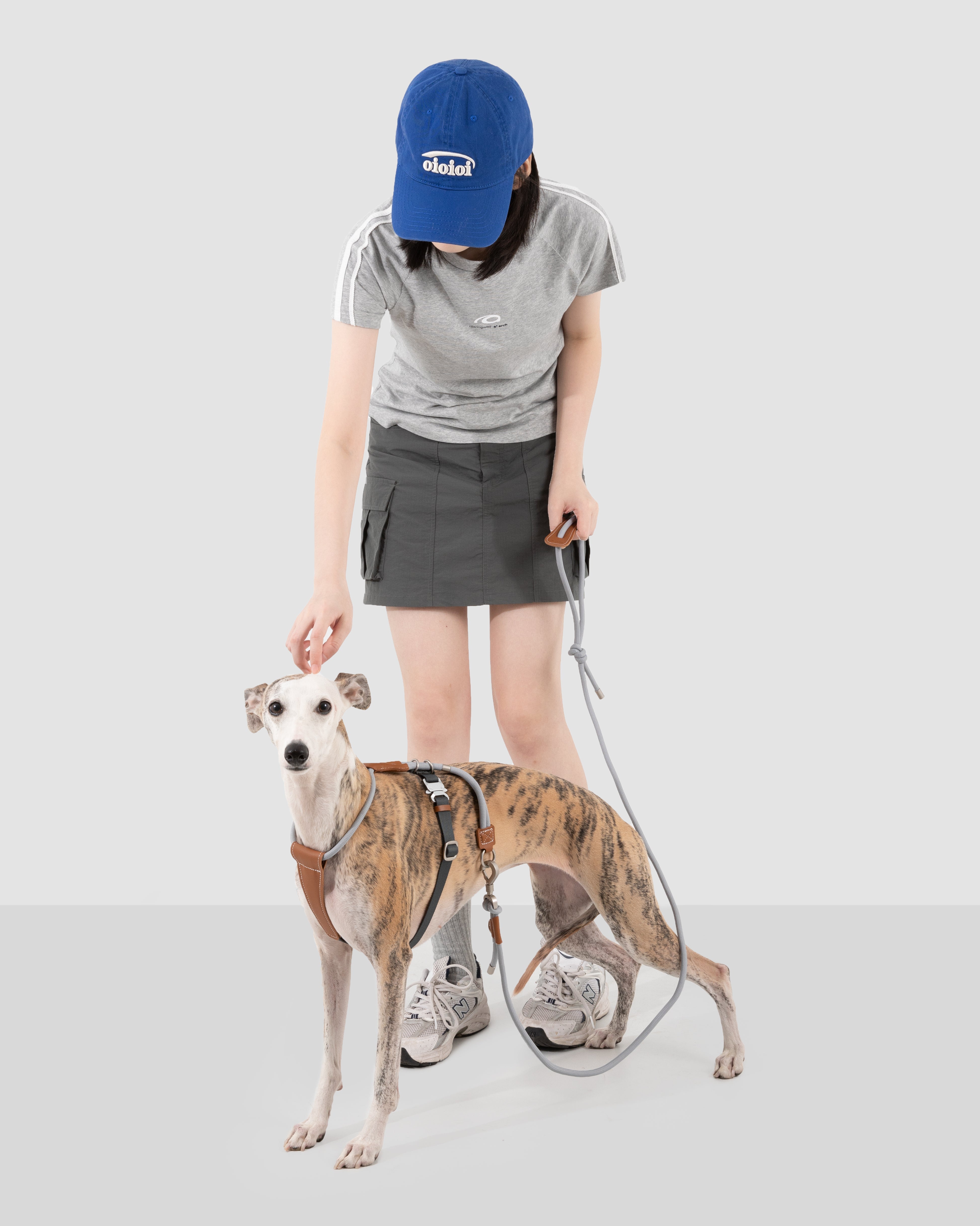 Leather Round Rope Dog Leash - Silver Grey