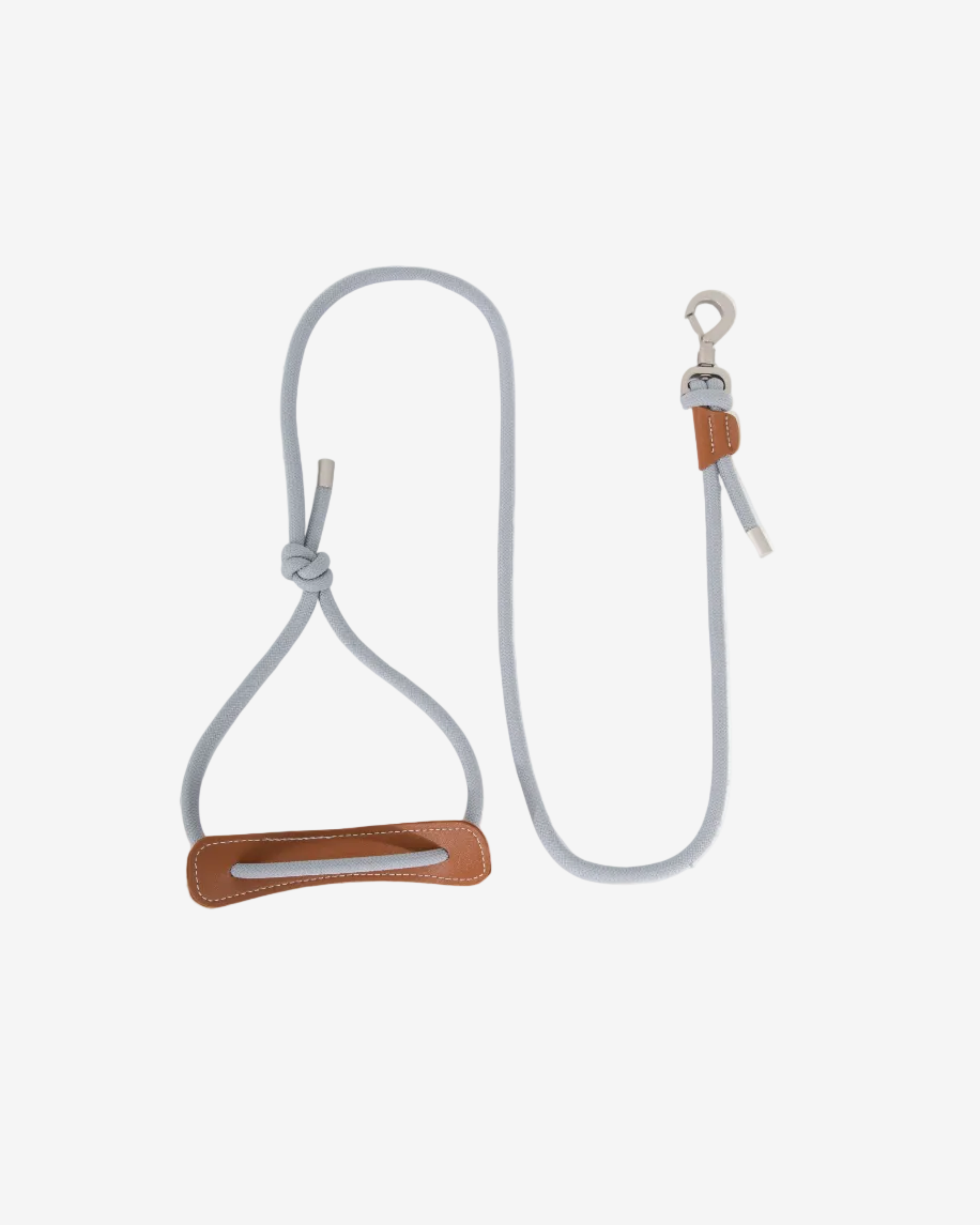 Leather Round Rope Dog Leash - Silver Grey