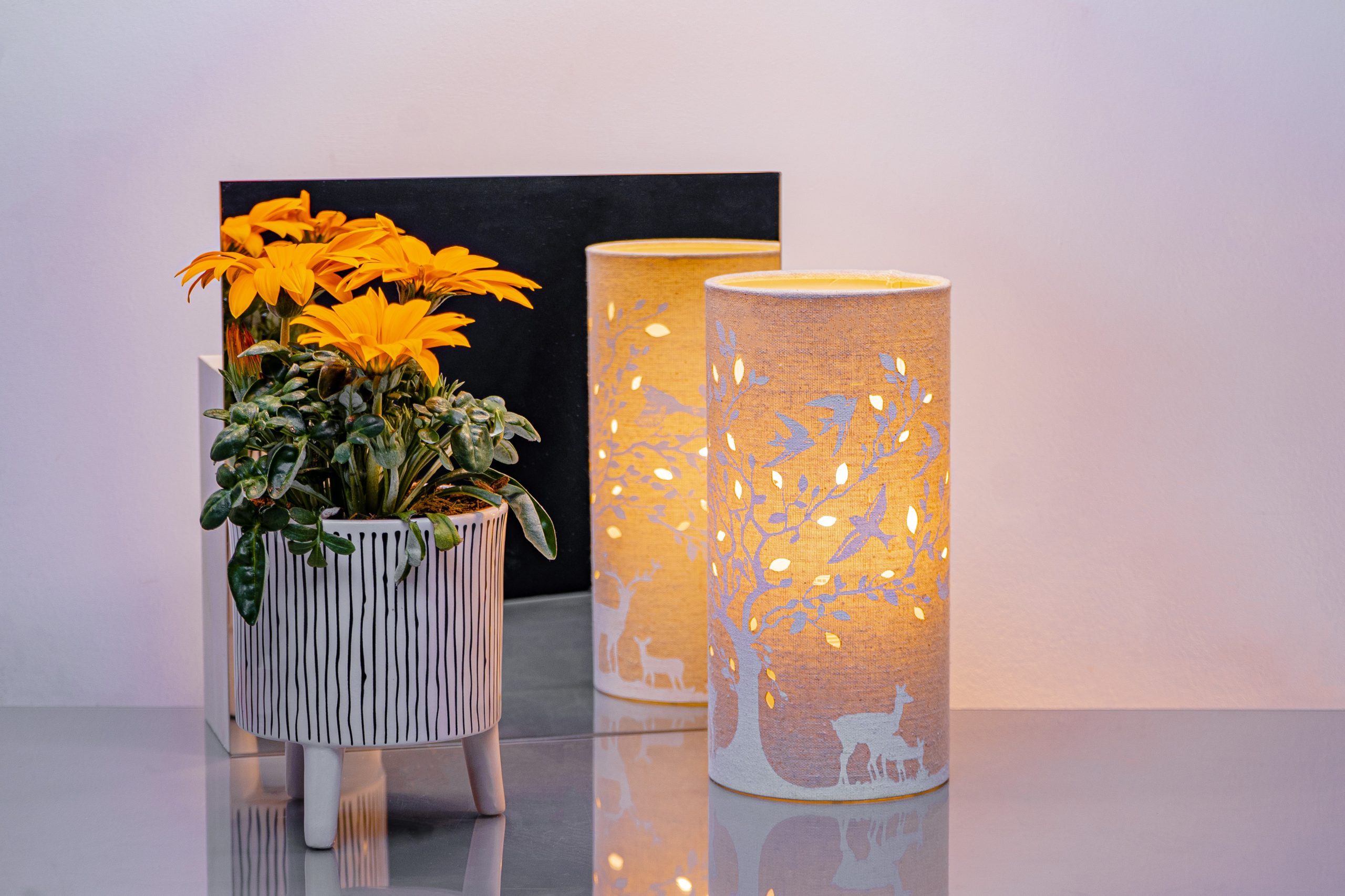 Deer & Bird Fabric Lamp