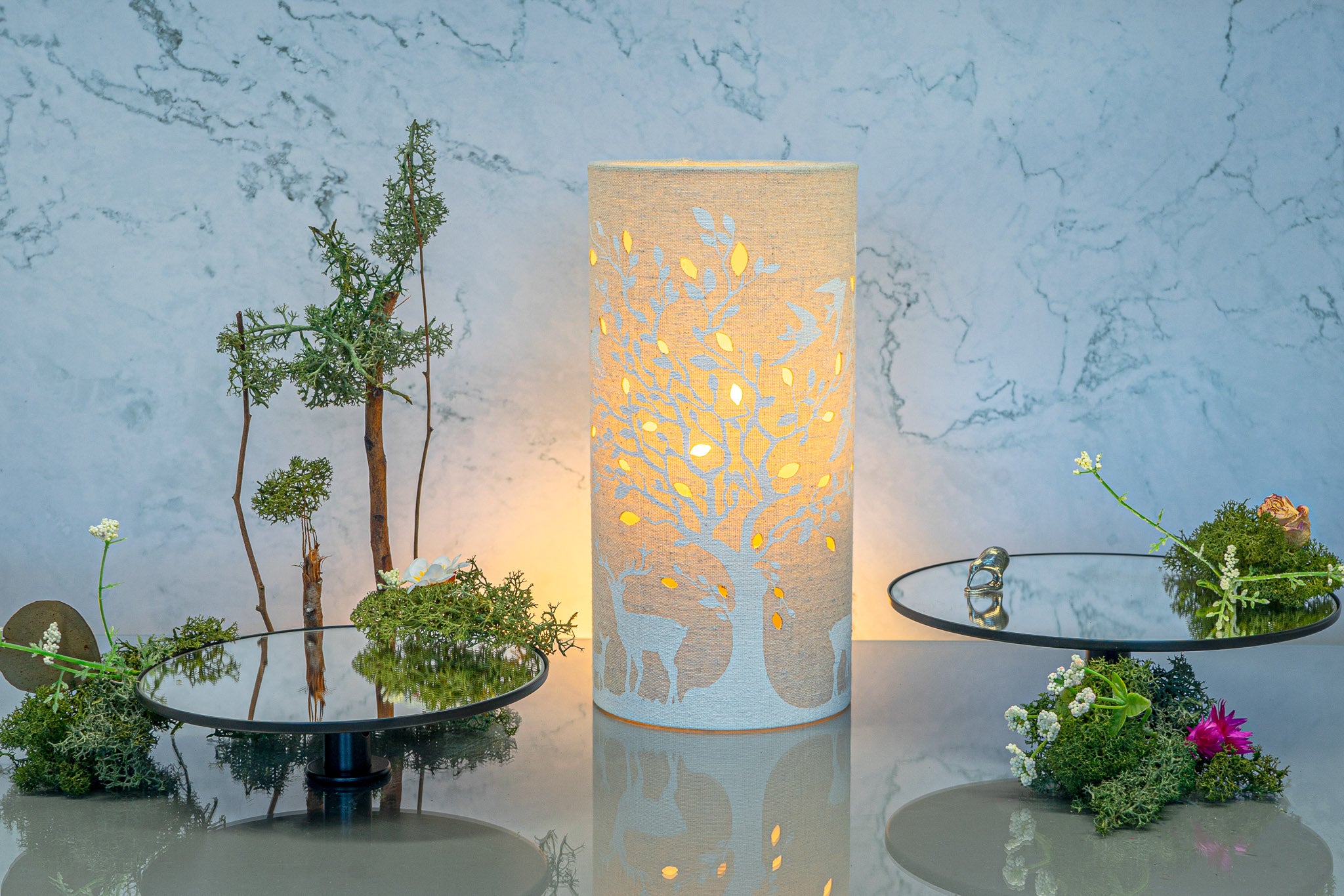 Deer & Bird Fabric Lamp