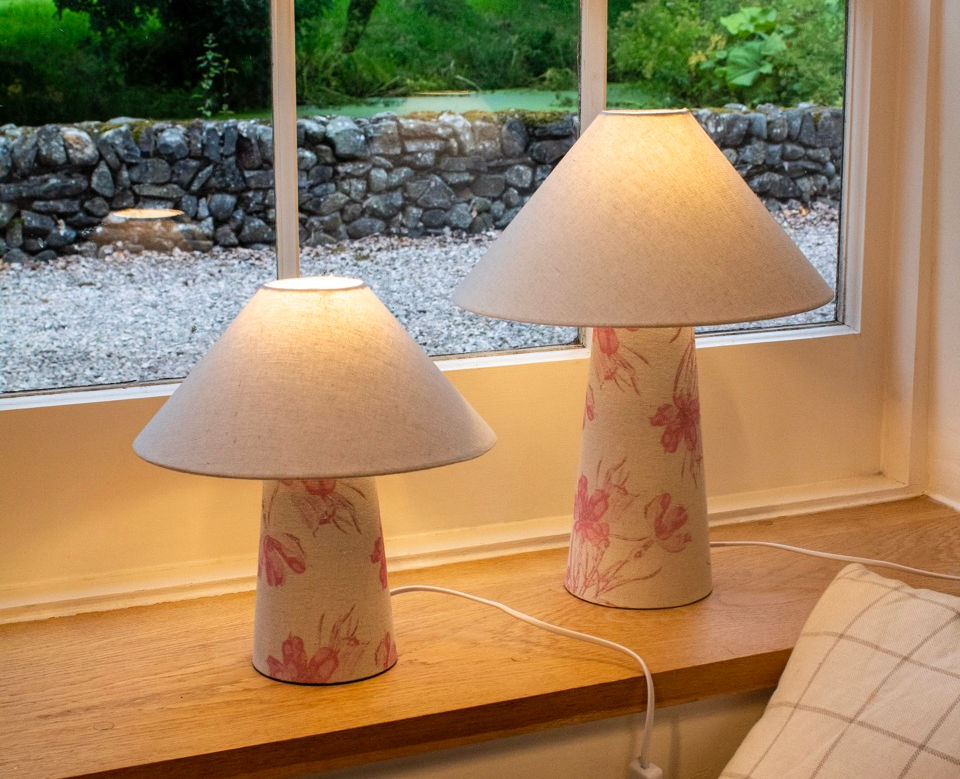 Pink Flora Fabric Lamps
