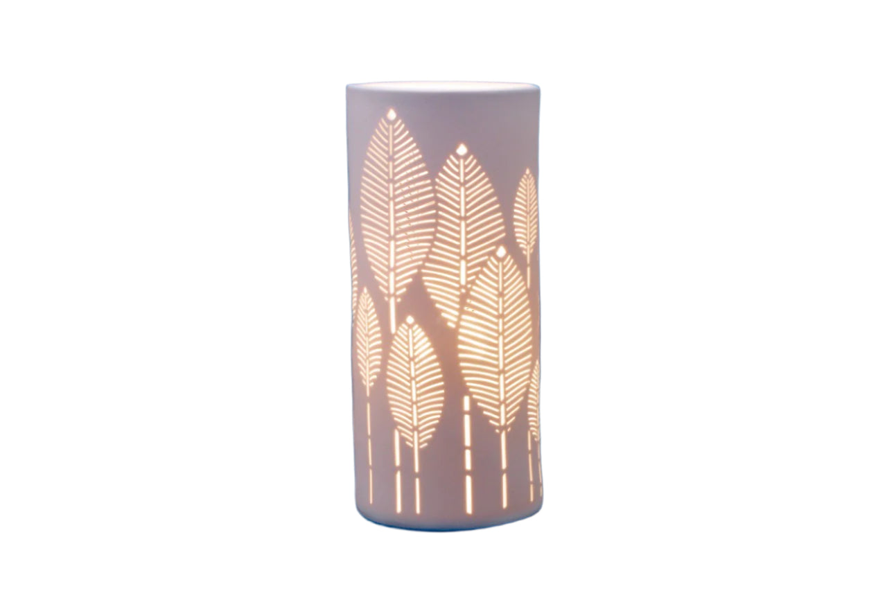 Botanical Leaf Porcelain Columna Table Lamp