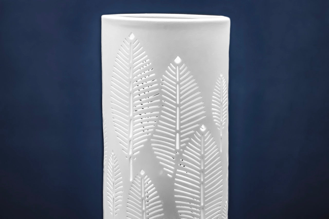 Botanical Leaf Porcelain Columna Table Lamp