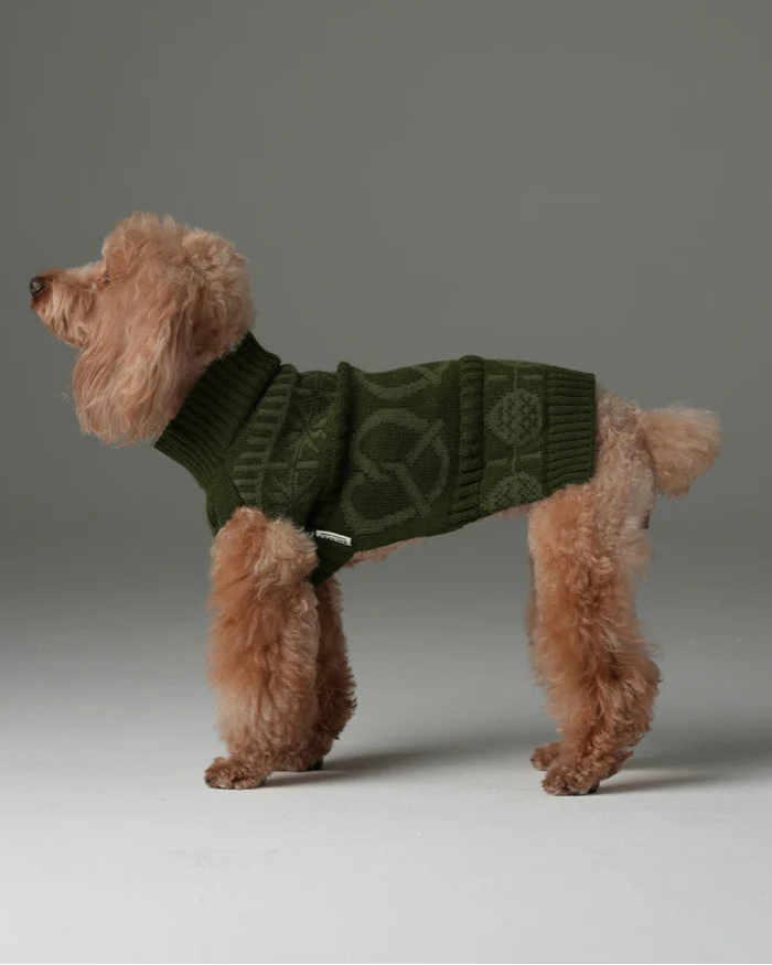 Pretzel Pet Sweater - Olive Green