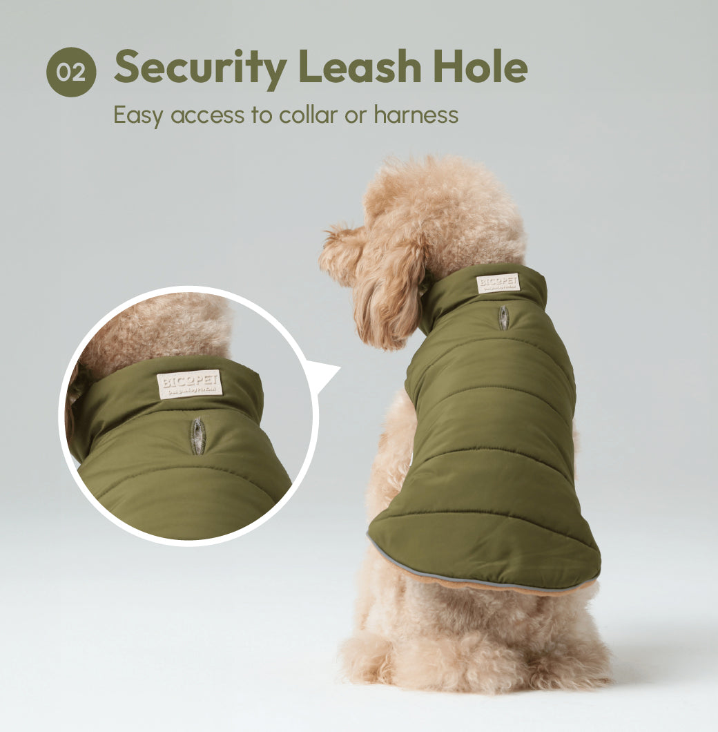 Reversible Dog Vest Jacket - Green/Brown