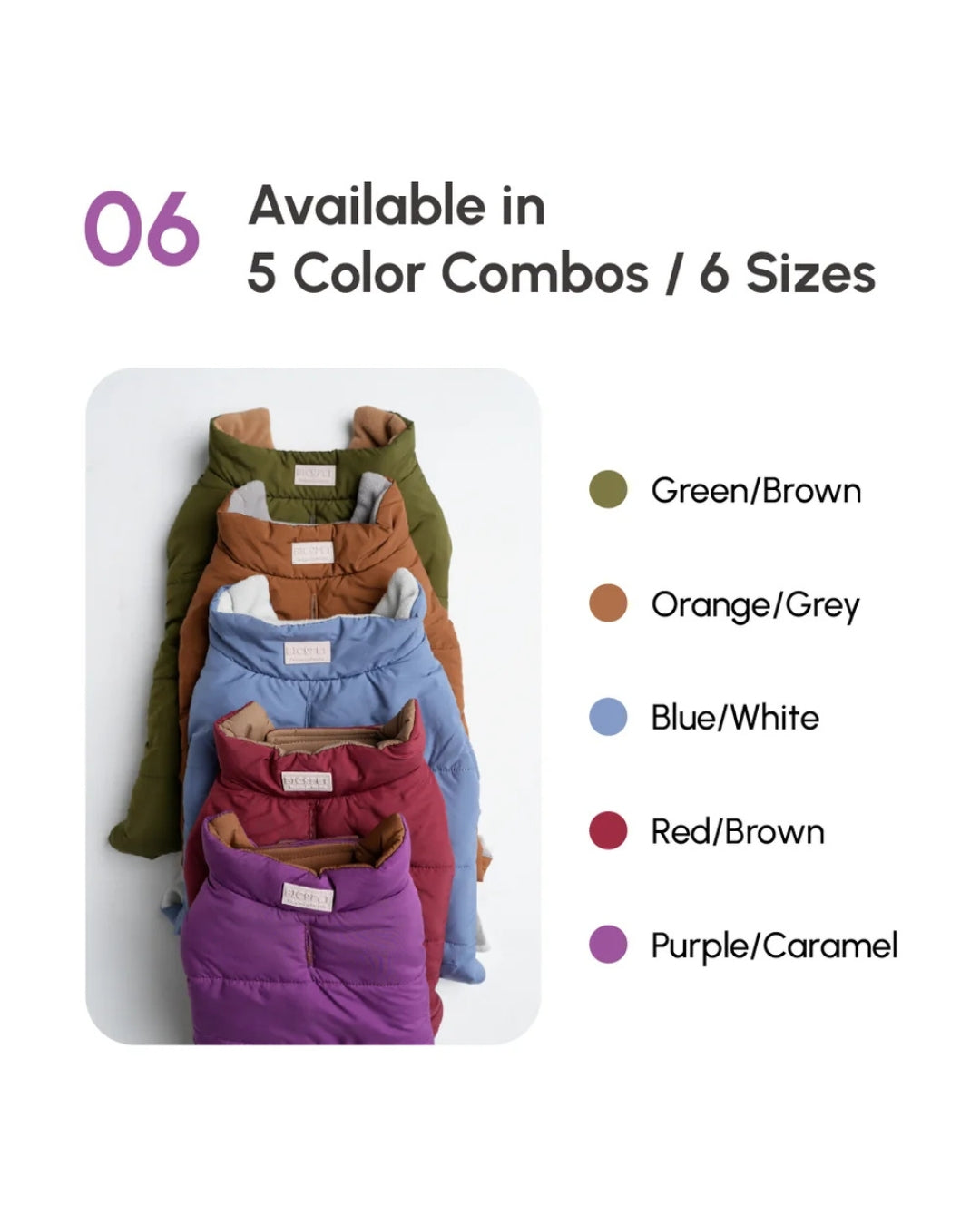 Reversible Dog Vest Jacket - Purple/Caramel