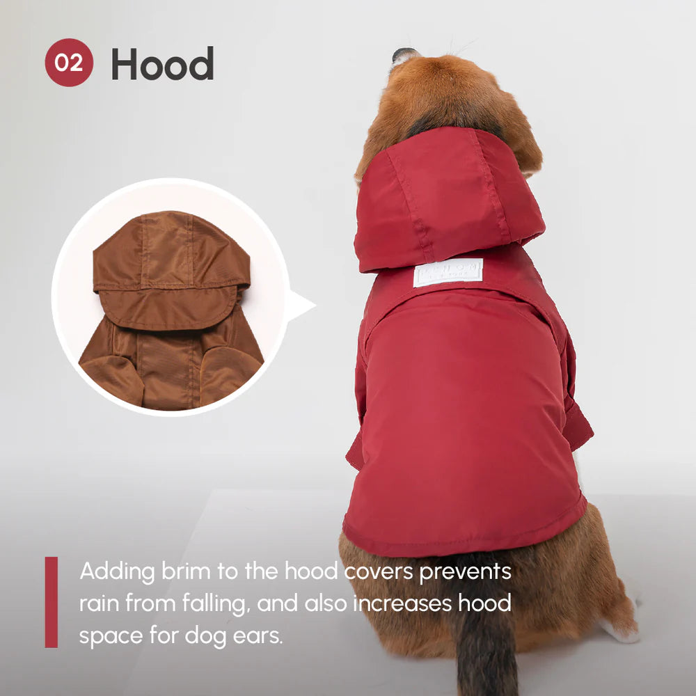 Tribeca Adjustable Velcro Raincoat - Burgundy