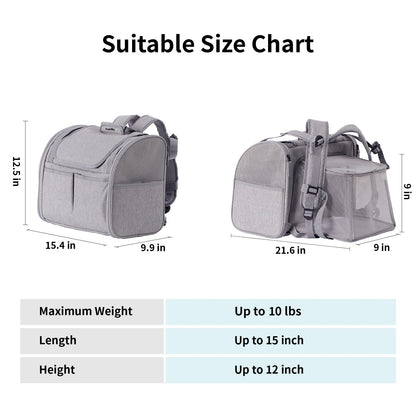 FUKUMARU Expandable Pet Backpack - Grey