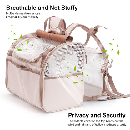 FUKUMARU Expandable Pet Backpack - Pink