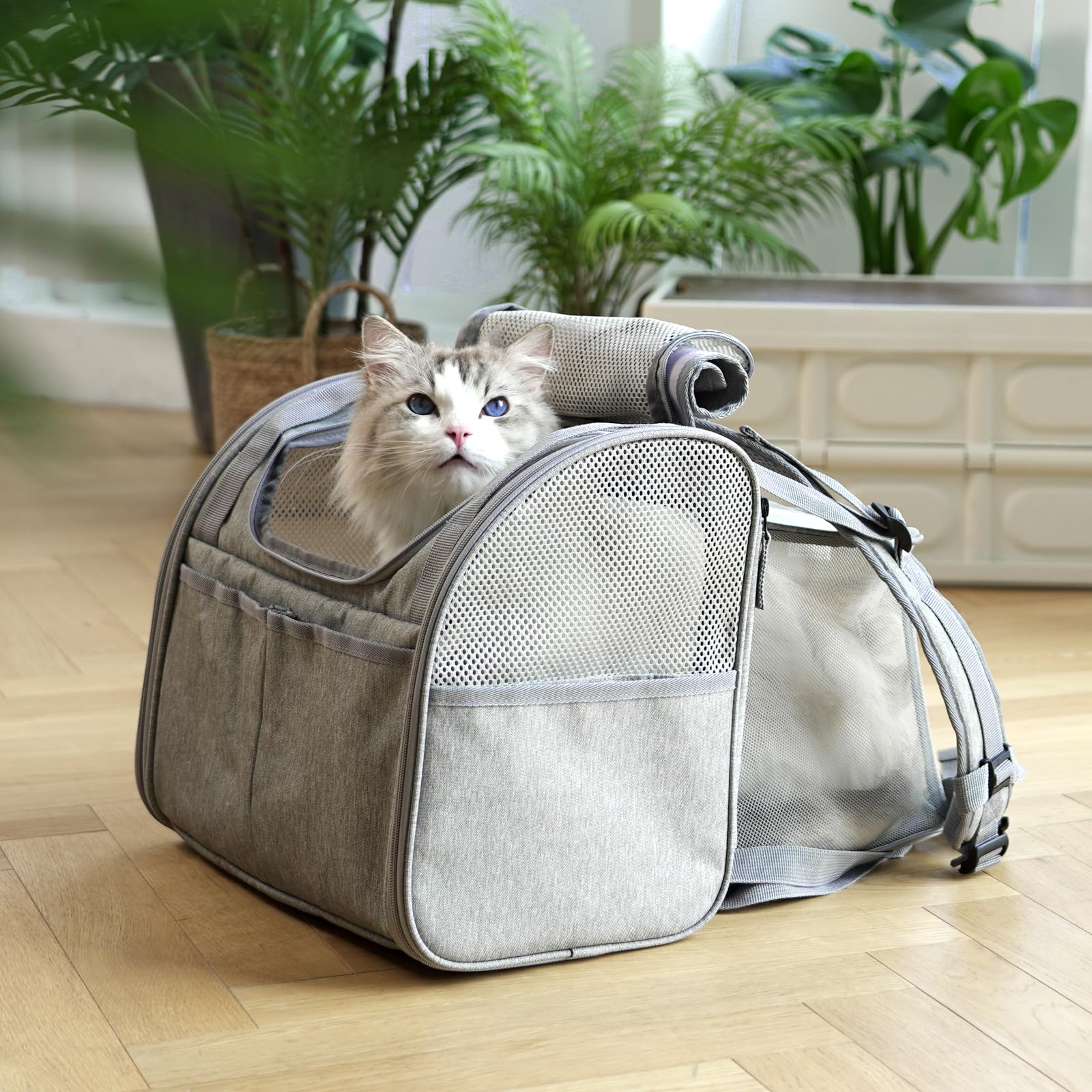 FUKUMARU Expandable Pet Backpack - Grey