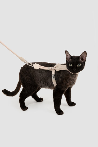 Leather Round Rope Cat Harness Set