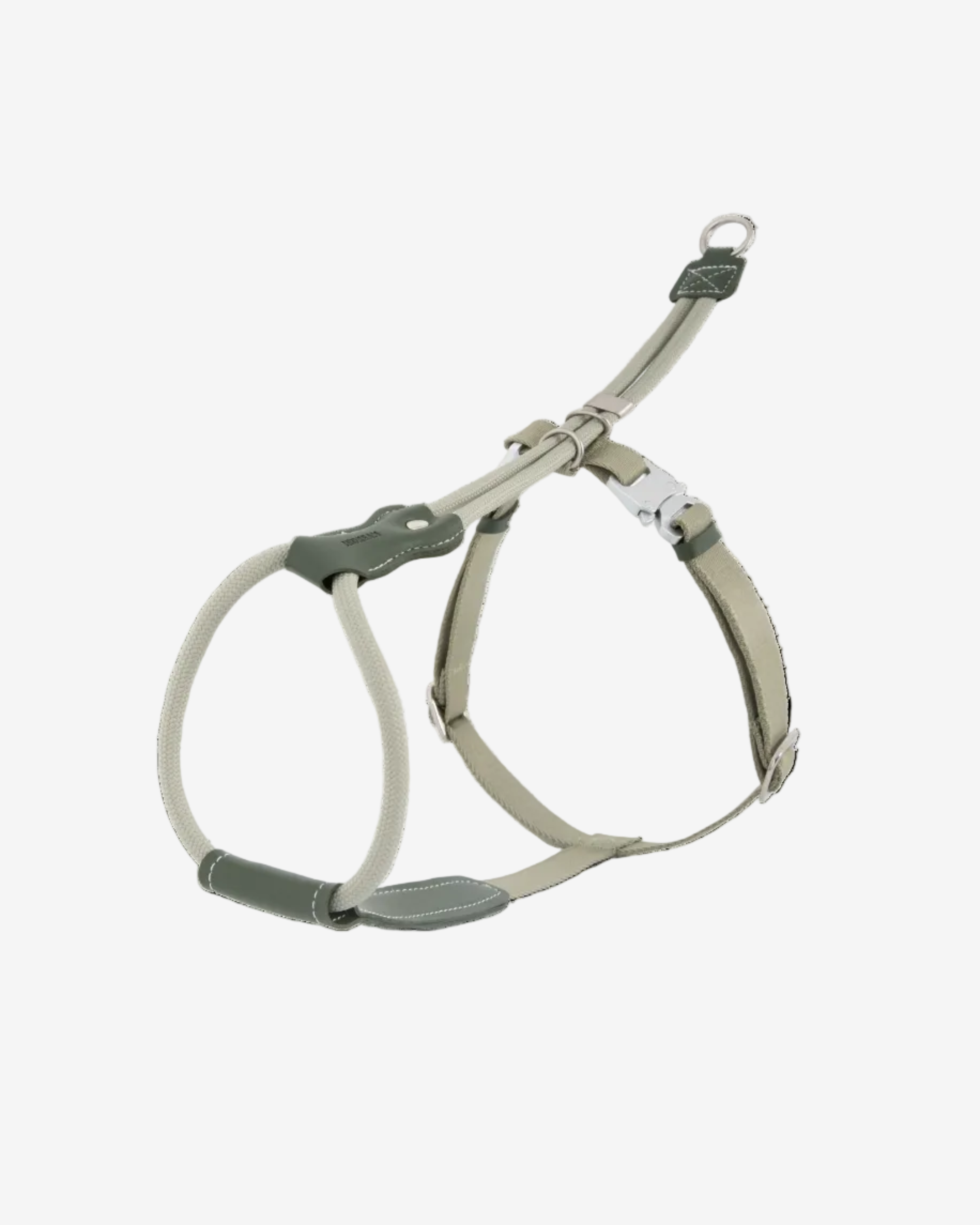Leather Round Rope Dog Harness - Olive Green