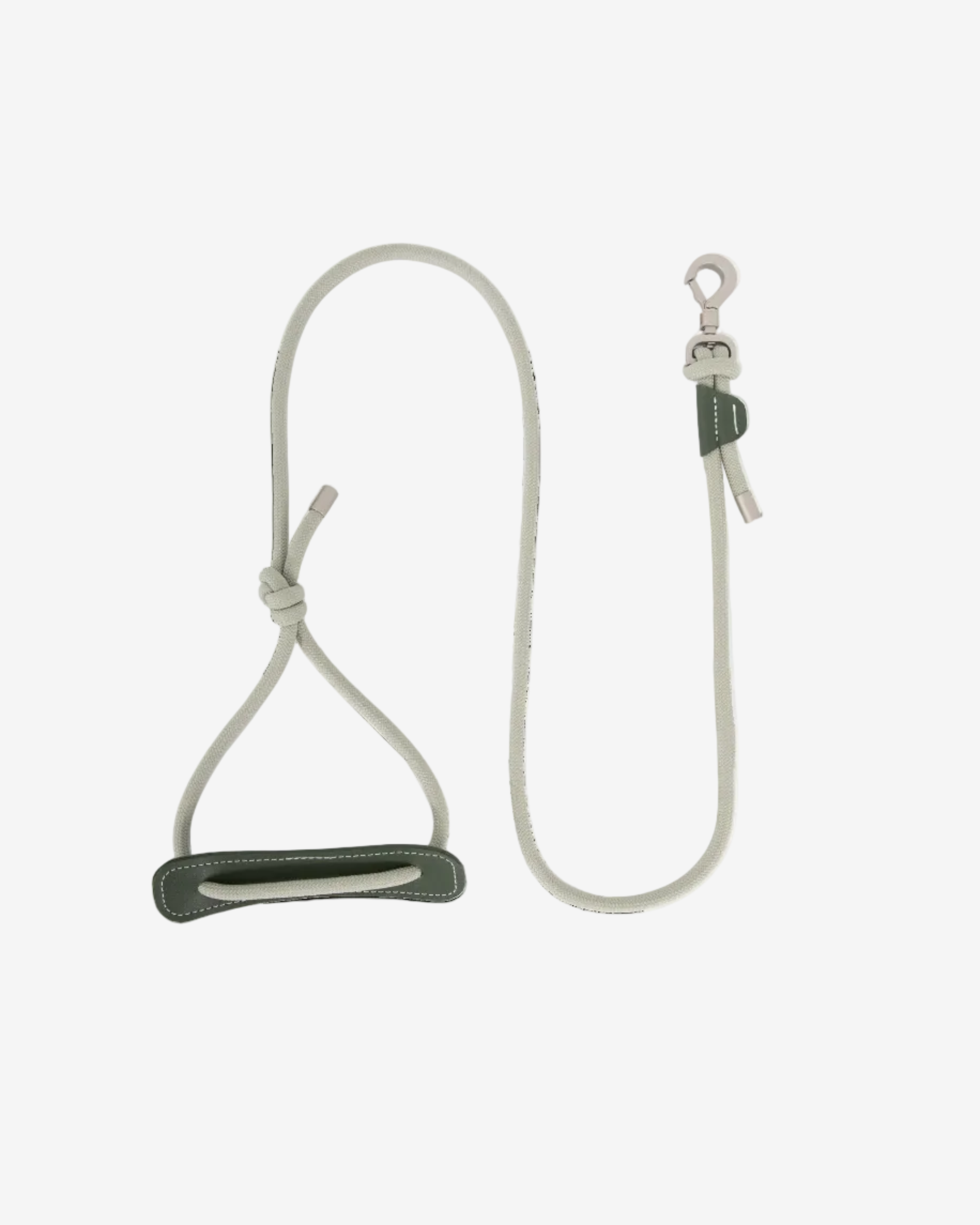 Leather Round Rope Dog Leash - Olive Green