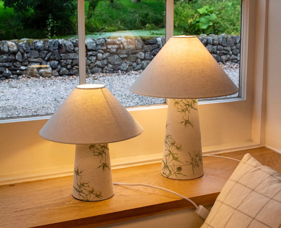 Thistles Green Fabric Lamps