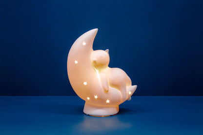 Cat on the Moon Table Ceramic Lamp
