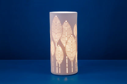 Botanical Leaf Porcelain Columna Table Lamp