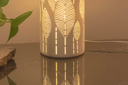 Botanical Leaf Porcelain Columna Table Lamp