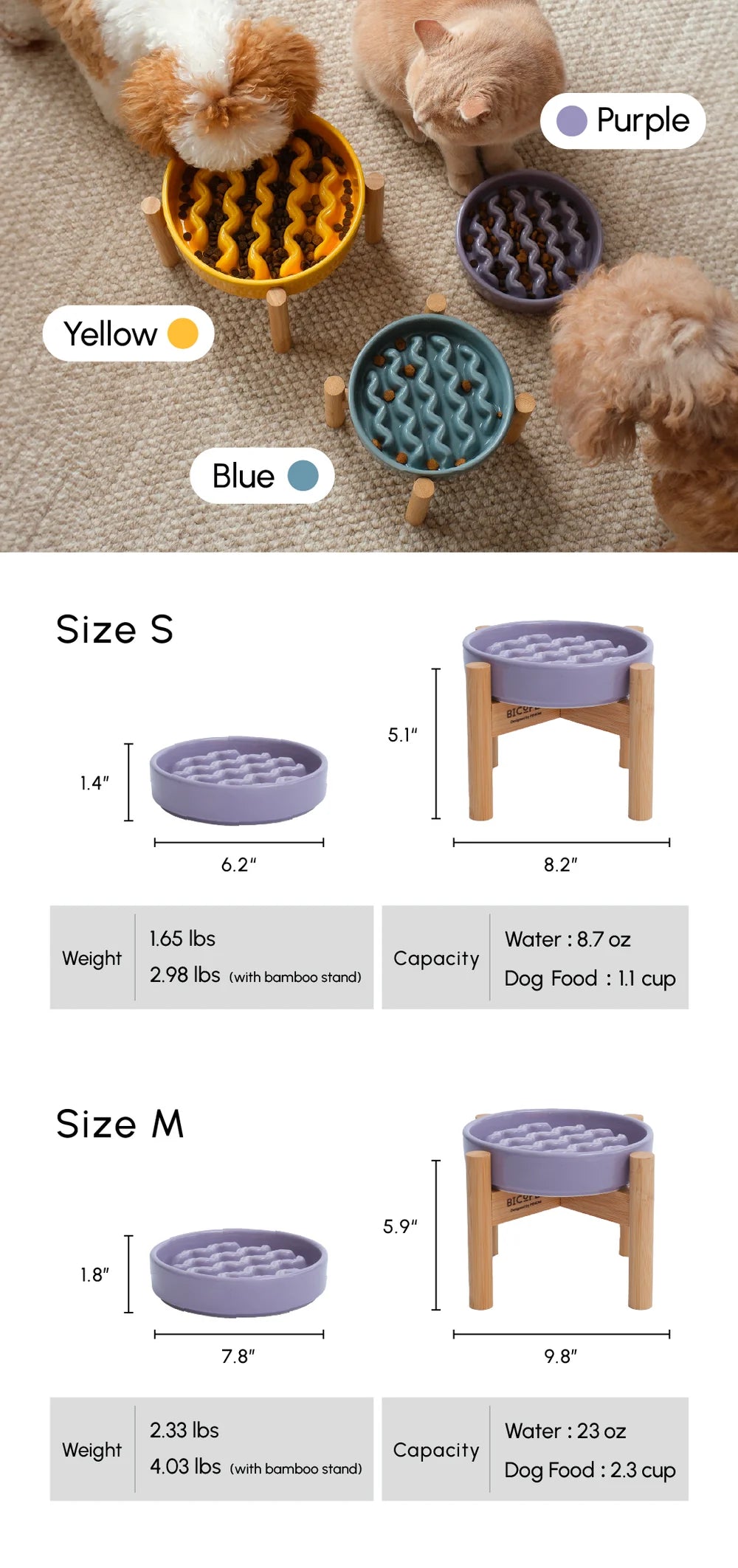 [MACRONI] Slow Feeder Dog Bowls - Purple