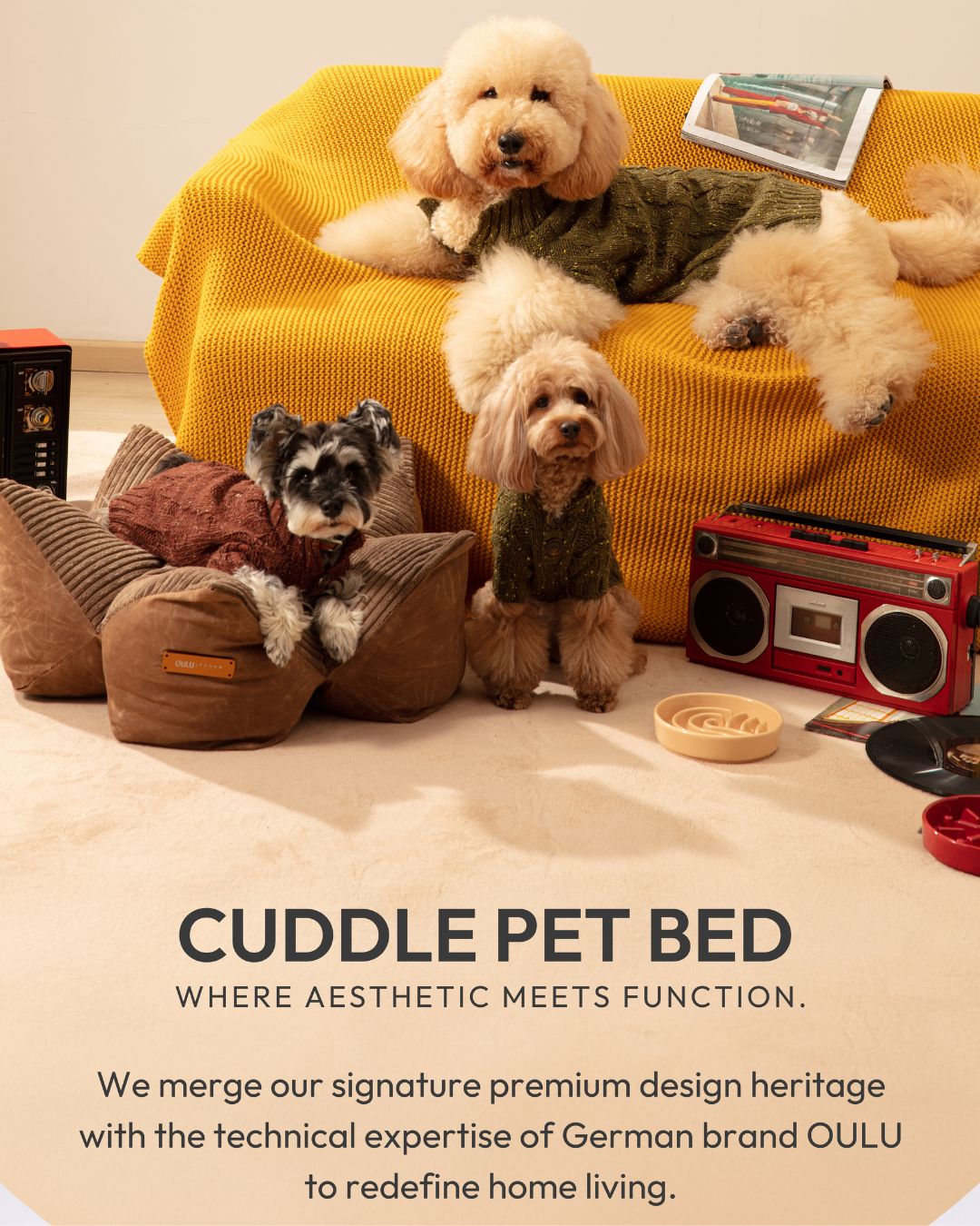 [OULU X Pehom] Cuddle Pet Pillow Bed - Navy Blue