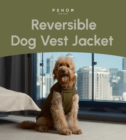 Reversible Dog Vest Jacket - Green/Brown