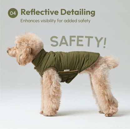 Reversible Dog Vest Jacket - Green/Brown
