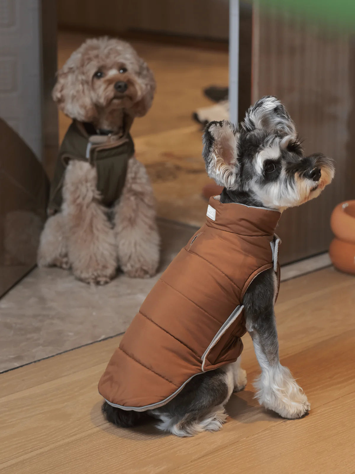 Reversible Dog Vest Jacket - Brown/Grey