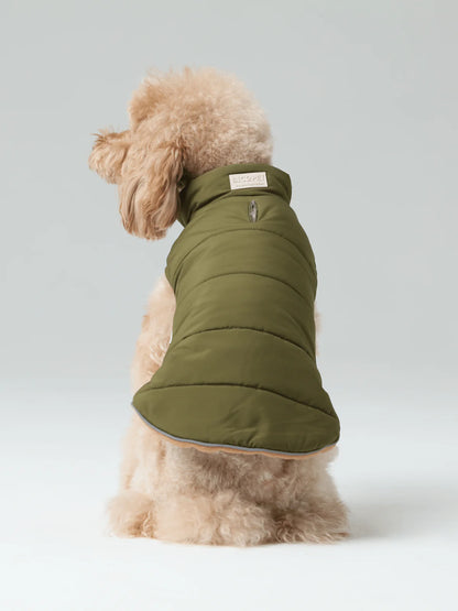 Reversible Dog Vest Jacket - Green/Brown
