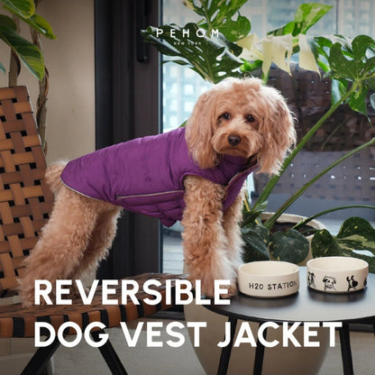 Reversible Dog Vest Jacket - Purple/Caramel