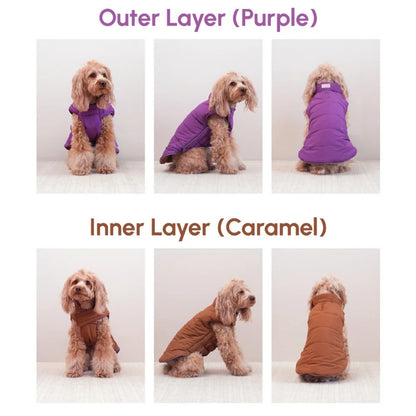 Reversible Dog Vest Jacket - Purple/Caramel