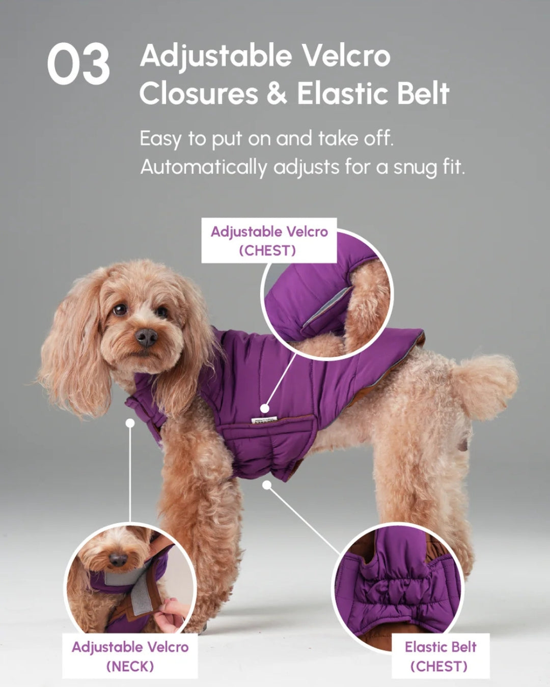 Reversible Dog Vest Jacket - Purple/Caramel
