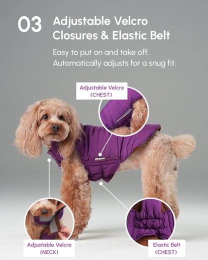 Reversible Dog Vest Jacket - Purple/Caramel