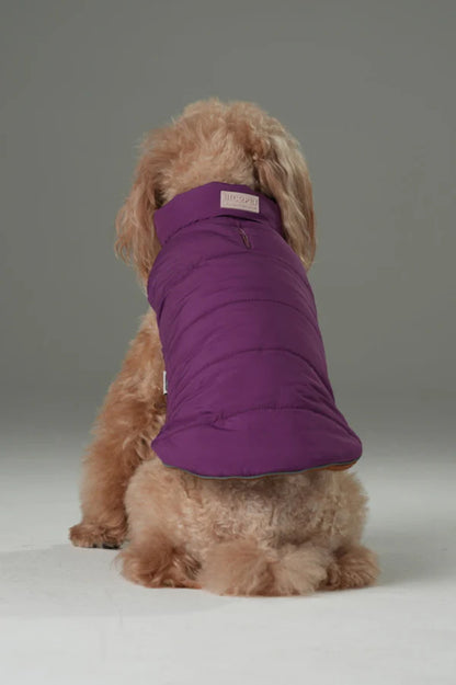 Reversible Dog Vest Jacket - Purple/Caramel