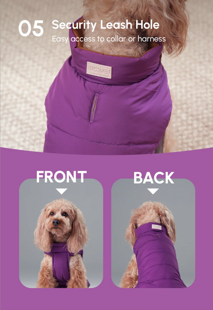 Reversible Dog Vest Jacket - Purple/Caramel