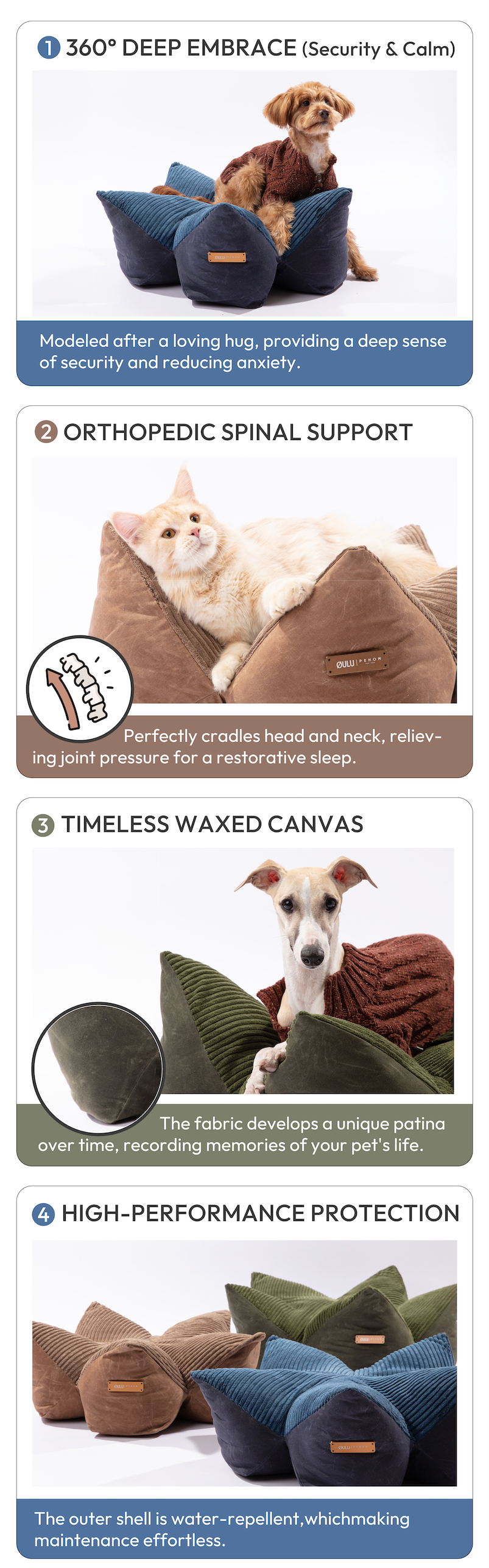 [OULU X Pehom] Cuddle Pet Pillow Bed - Canyon Brown